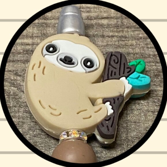 Handmade Beaded Sloth Pen - Picture 1 of 3